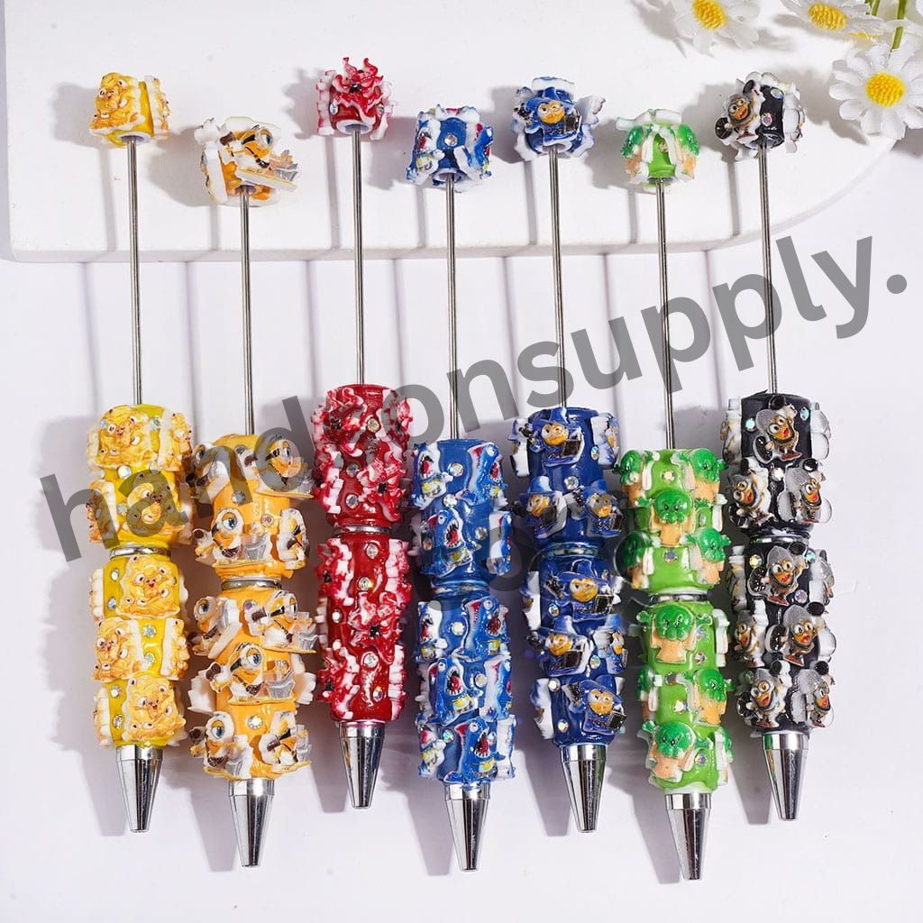 Cheerful Yellow Banana, Shark & Octopus Monster Character Beadable Clay Pens, Assorted Styles