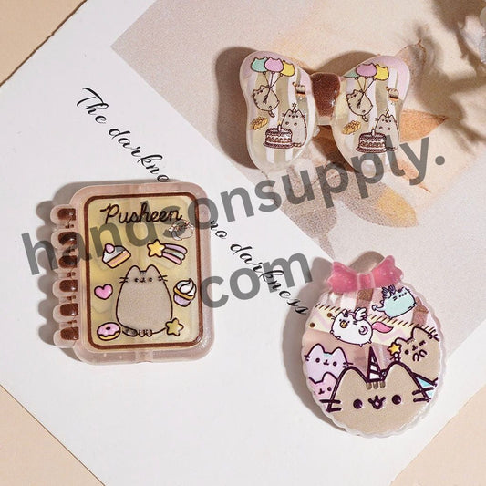 Chubby Tabby Cat Character & Desserts Printed Acrylic Beads Pendants, Assorted Designs, Random Mix