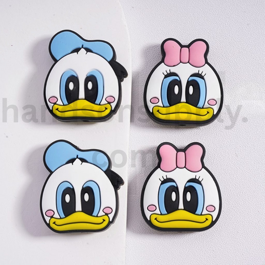 Donald & Daisy Duck Cartoon Character Disney Inspired Silicone Focal Beads