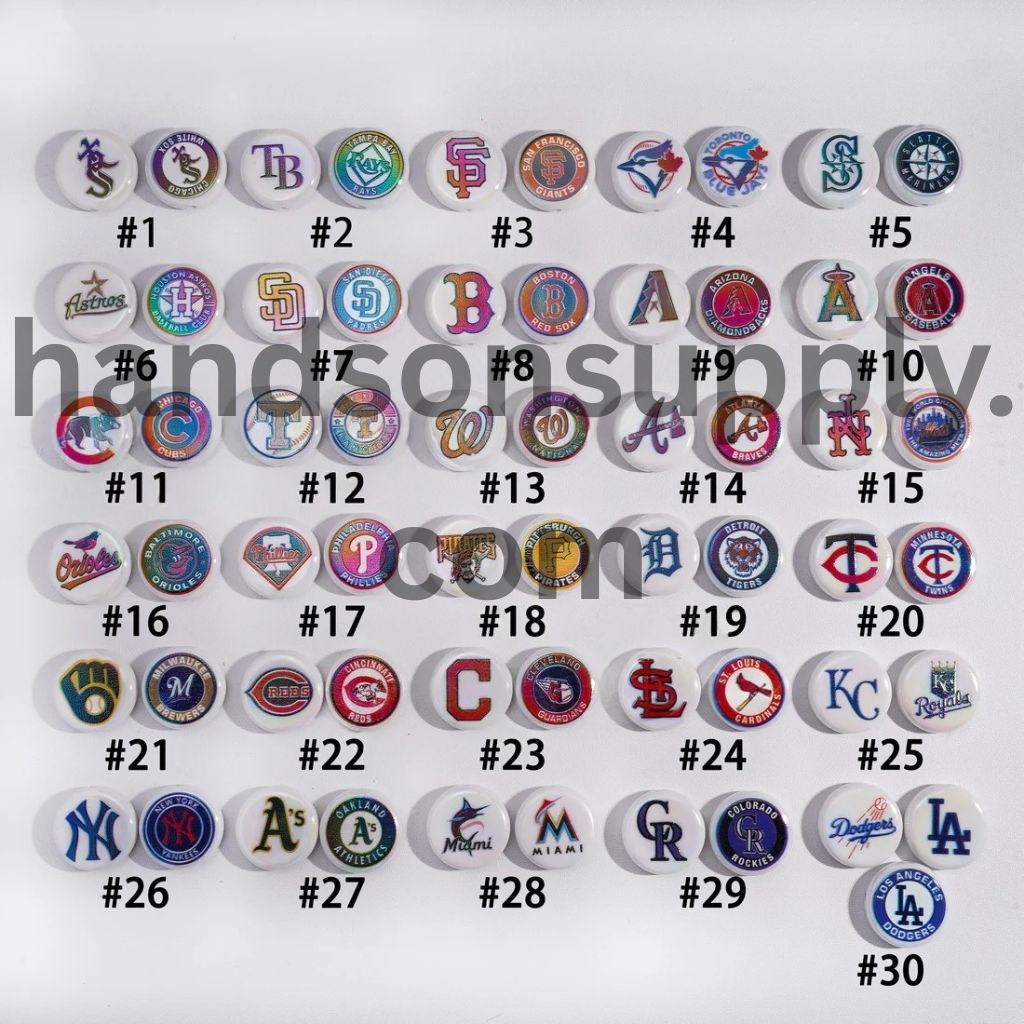 UV Coating with Sports American Baseball Series Acrylic Beads, Around 24MM, Flat Round Shape