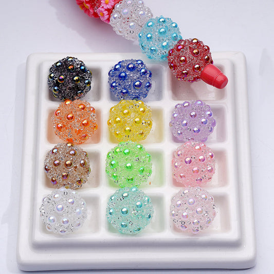 Clear Rhinestones Flatback Pearls with Soft Sugar Beads 18mm in Solid Colors Random Mix 18mm