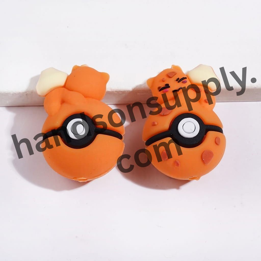 3D Mystical Spirit Cat Resting on Magic Ball Silicone Focal Beads, 20*30MM, Multi-Color