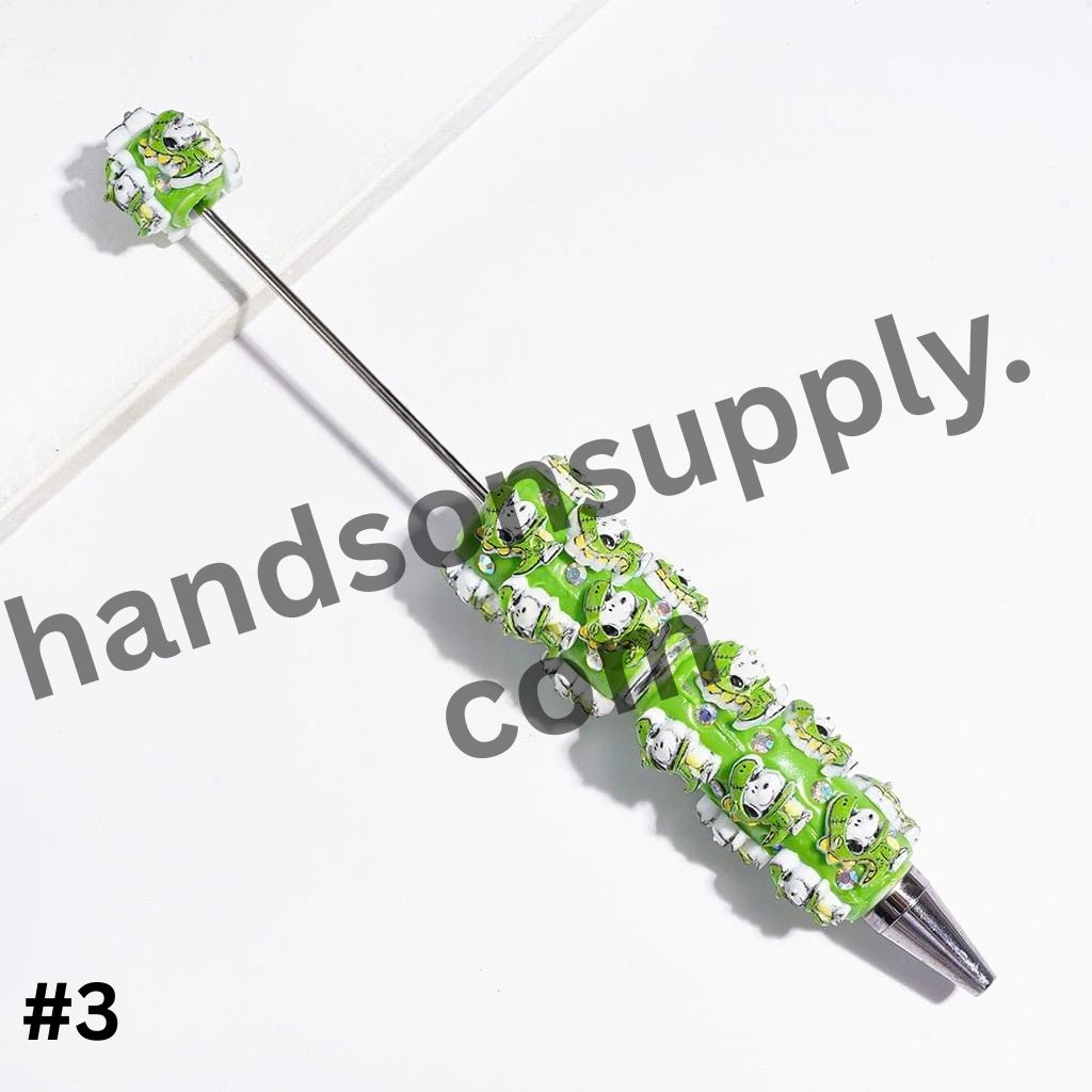 Lively Sports-Themed Beagle Dog Character with Sparkling AB Rhinestones Beadable Clay Pens