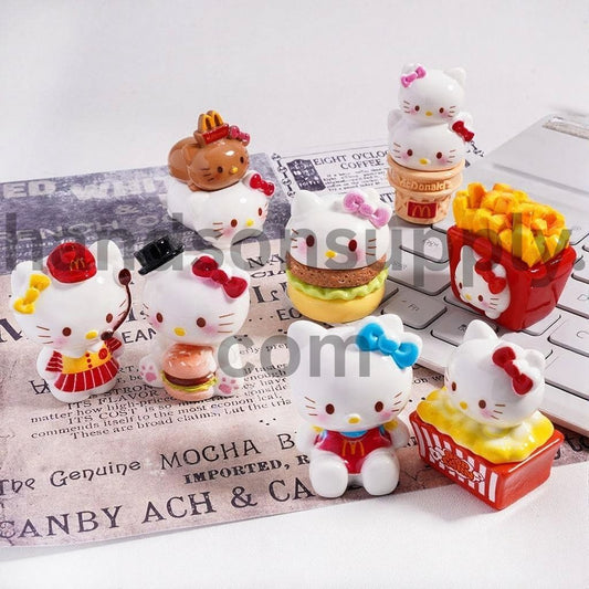 Fast Food Themed Cat Character Acrylic Beads Random Mix (can be also used as or Pen Topper)