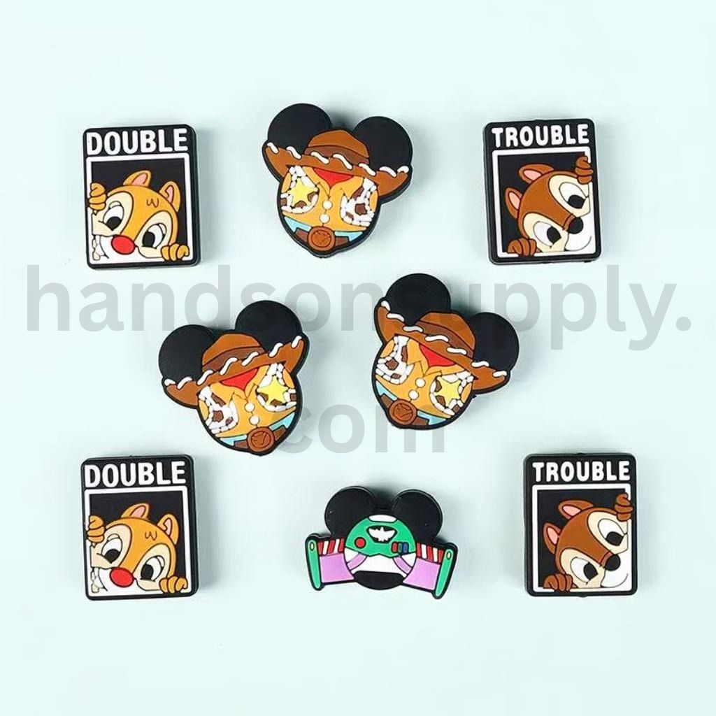 Chipmunks, Mickey, Woody & Buzz Toy Story Characters Cartoon Style Silicone Focal Beads
