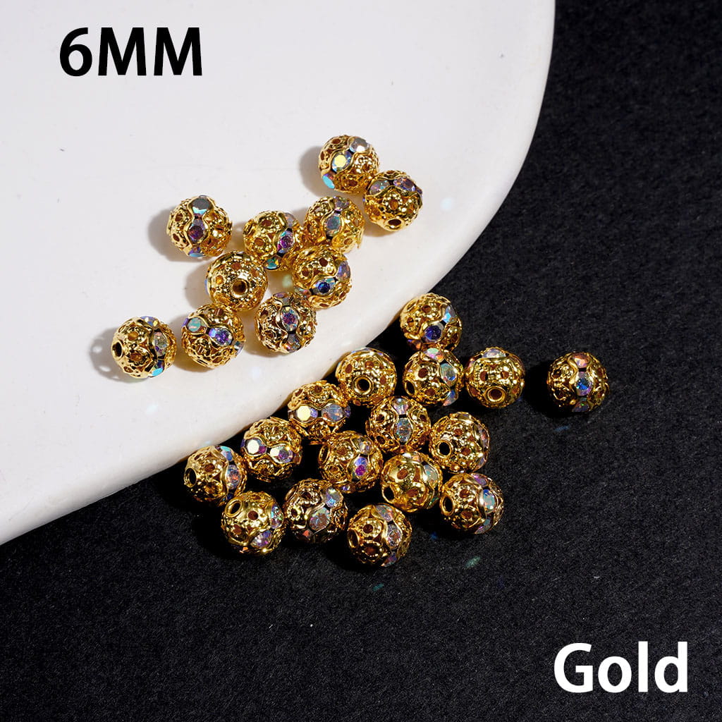 Adorable Silver Color Beads with AB Rhinestones, 6MM and 8MM (THEY DON'T FIT ON PENS)