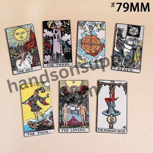 Vintage Tarot Card Acrylic Pendant Charms with The Sun, The Lovers, The Hanged Man, 44*79MM, Random Mix