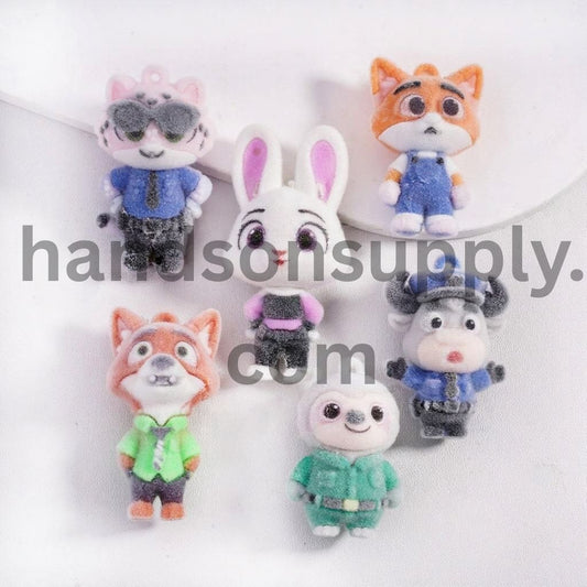 Cute Flocked Fluffy Animal Characters Figurine Series Pendant or Pen Topper (Size Varies Between 42 to 63 MM Depending on Figurine)