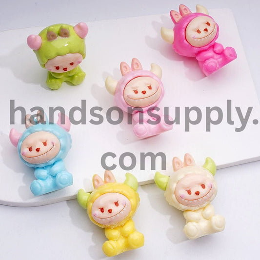 3D Cute Monster Dolls in Cow & Bull Pendants Jewelry Accessories, Silicone Focal Beads 47*36MM