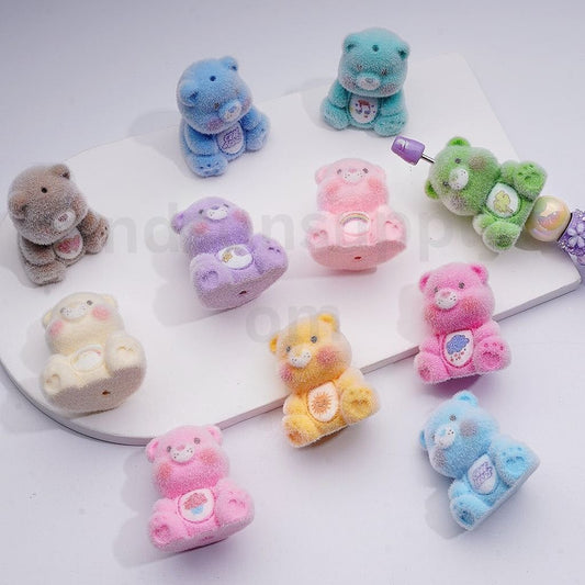 Car Bea Cute Flocked Acrylic Beads Jewelry Accessories Pen Toppers Pendants, 36*32MM