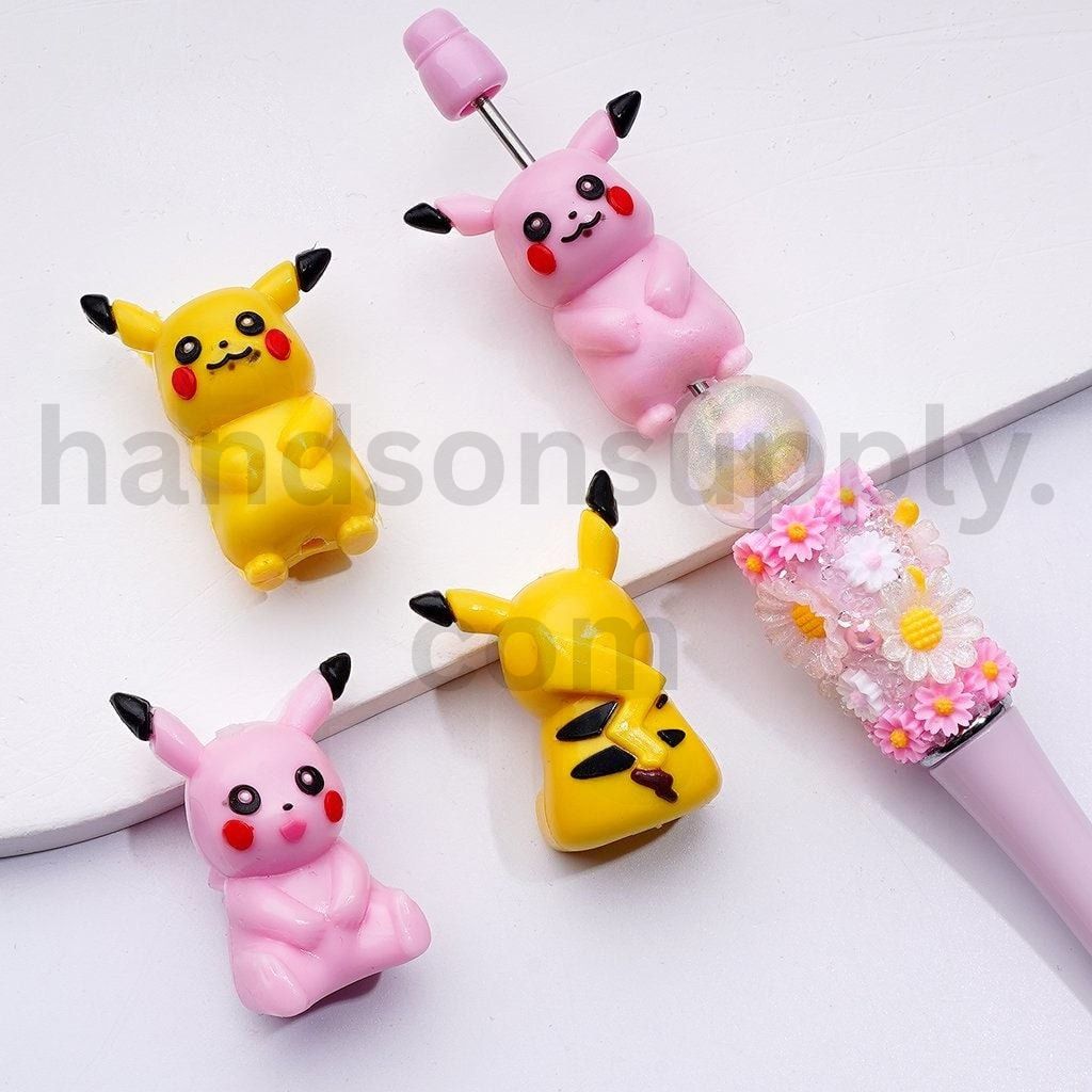 Vivid Small Monster-Inspired Small Monster Design in Yellow and Pink Soft Rubber Beads 36*26MM