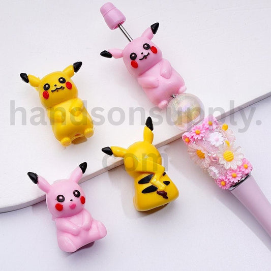 Vivid Pikachu-Inspired Pokémon Design in Yellow and Pink Soft Rubber Beads 36*26MM