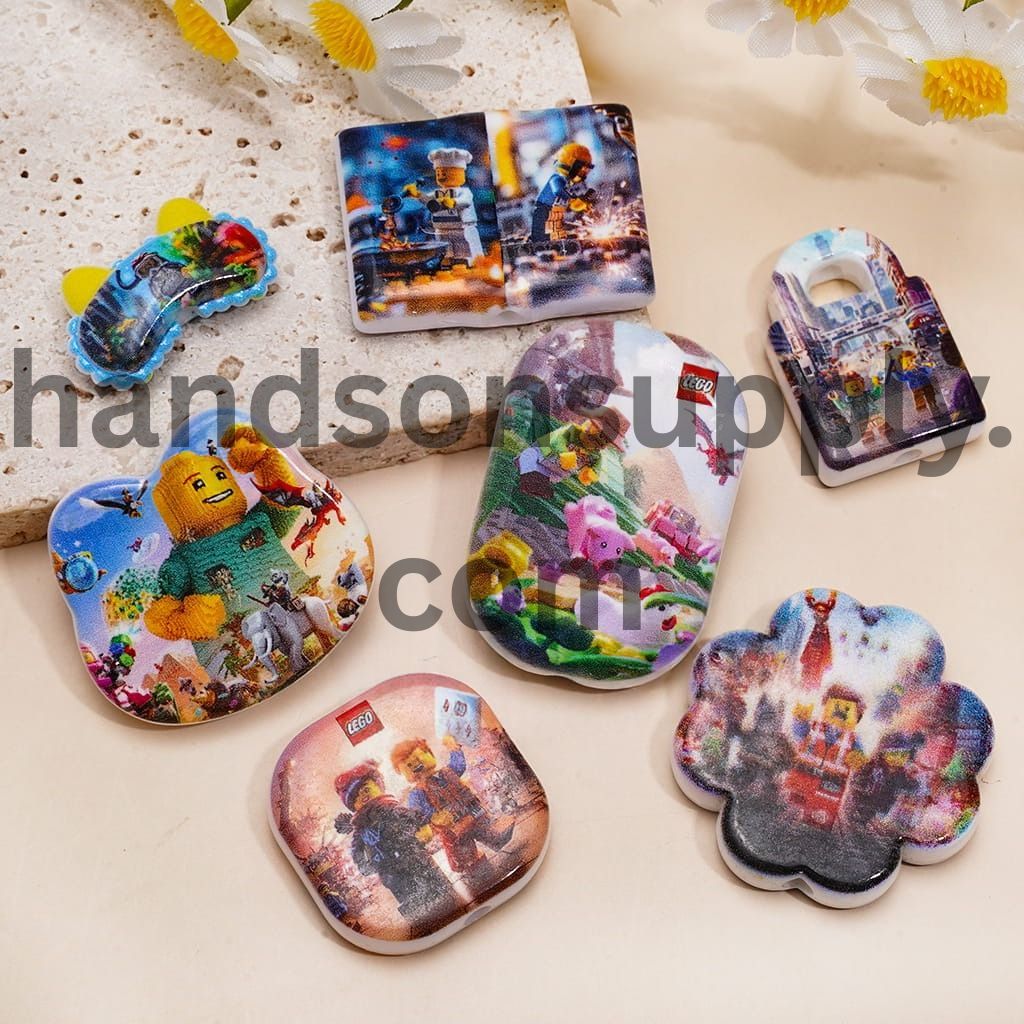 Building Block Bricks Series in Various Styles Acrylic Beads for Pendants Random Mix