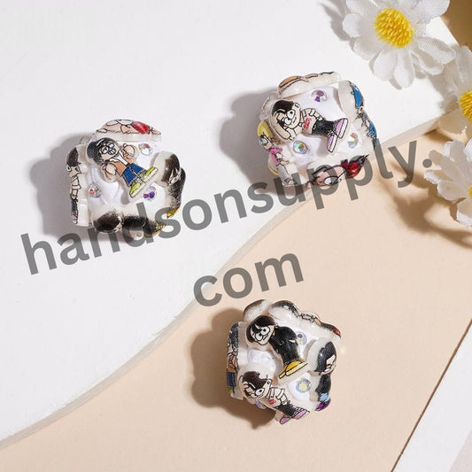 Cute Cartoon Character Style Boy and Cute Dog Clay Beads with AB Rhinestone, 20MM, Random Mix