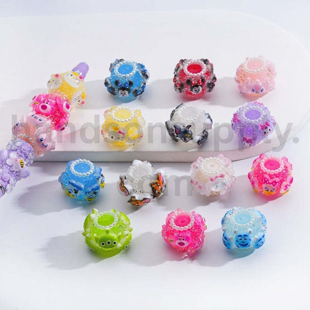 Cute Character Mix Kurom, Monster, Micke, Minni, Toy Bear Sugar Acrylic Beads Multi-Color Around 18*22MM