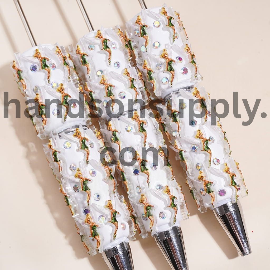 Flying Fairy Character Style with AB Rhinestones Beadable Clay Pens