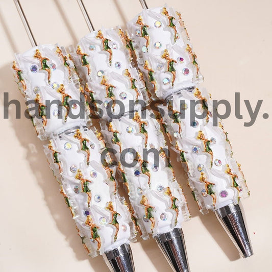 Flying Fairy Character Style with AB Rhinestones Beadable Clay Pens