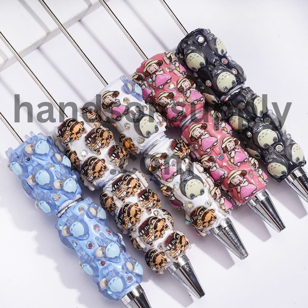 Adorable Japanese Anime Chinchilla Character Series with Sparkling AB Rhinestones Beadable Clay Pens