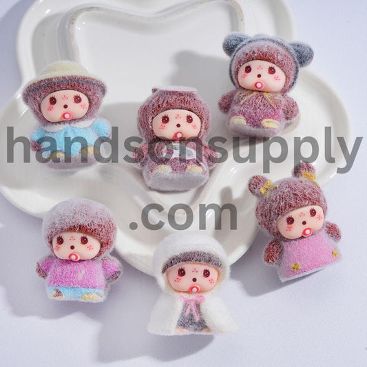 Cute Flocked Baby Monkey Doll for Pen Topper or Acrylic Figurine Beads, Pendants Jewelry Accessories, Random Mix (Please Read Description)