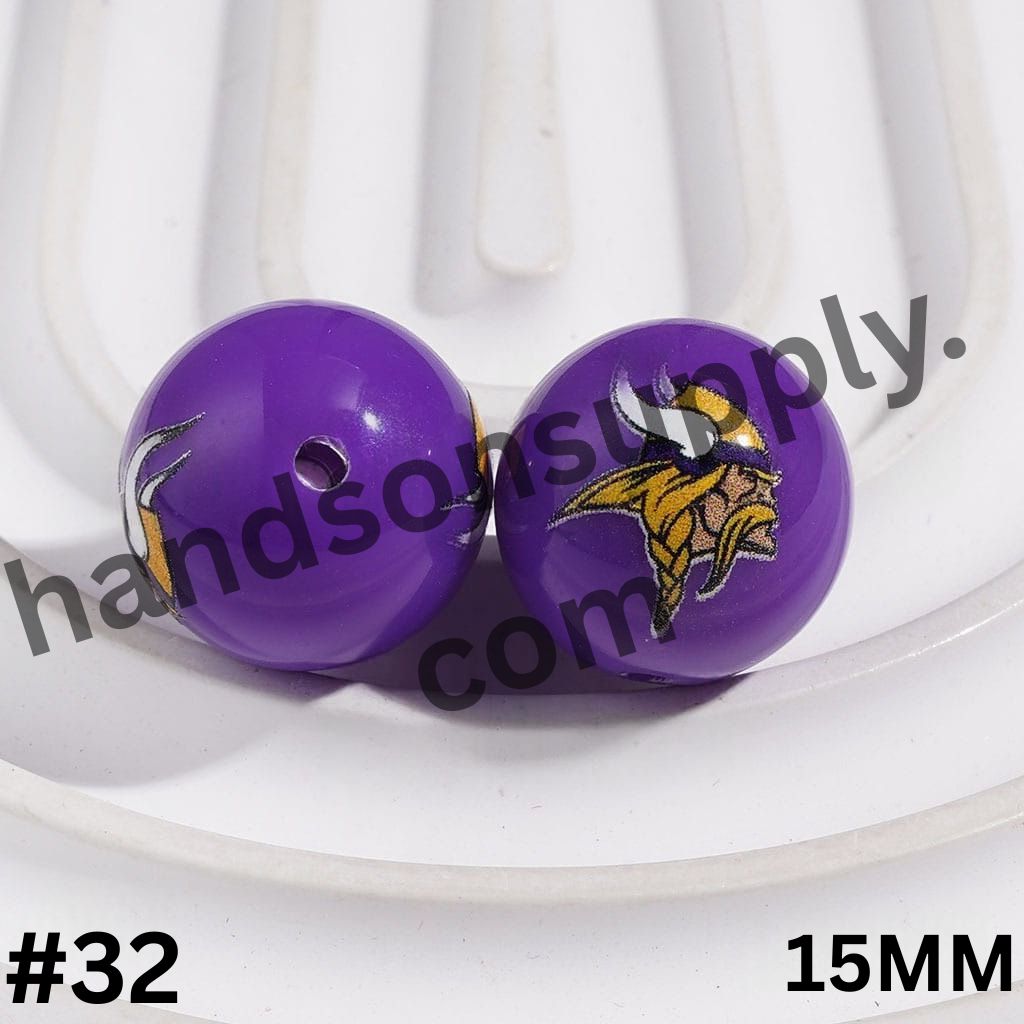 American Football Team Acrylic Beads for Bracelets, 15MM