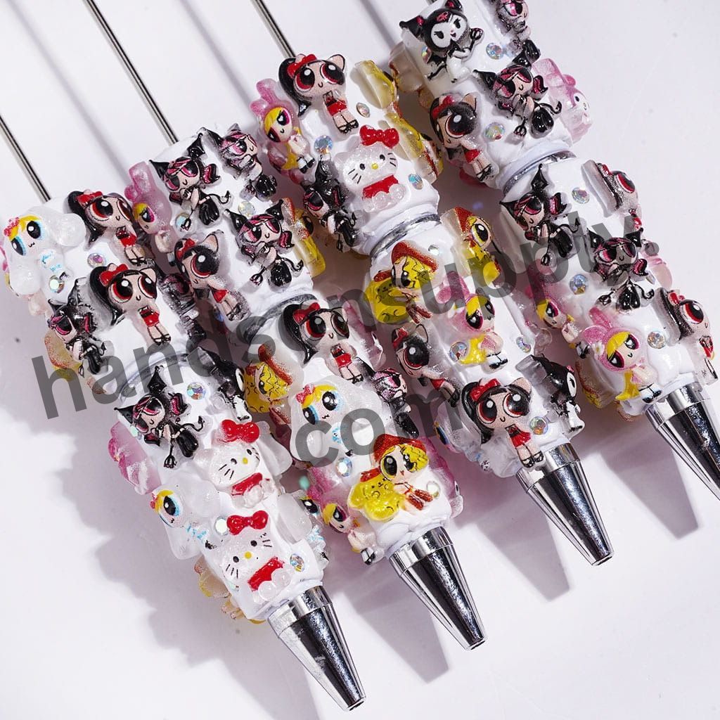 Cute Cartoon Adorable Character Brave Girl Police Beadable Clay Pens with AB Rhinestone