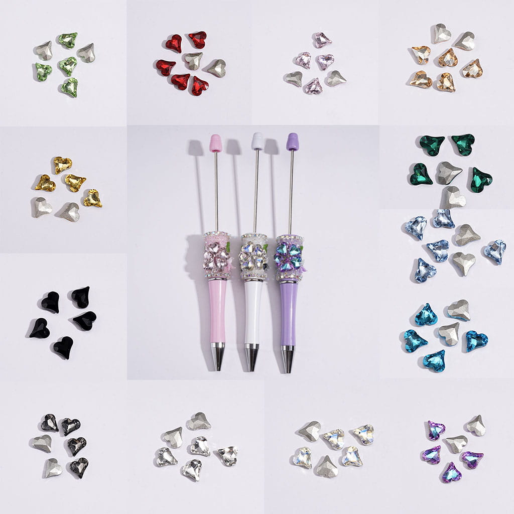 Multicolor Mini Heart Rhinestone Charms for Jewelry Making, 8×9MM