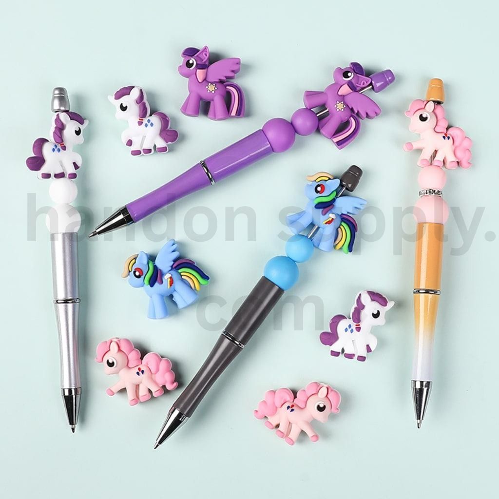 3D My Little Pony Silicone Focal Beads Twilight, Rainbow, Pinkie, Rarity Assorted Styles