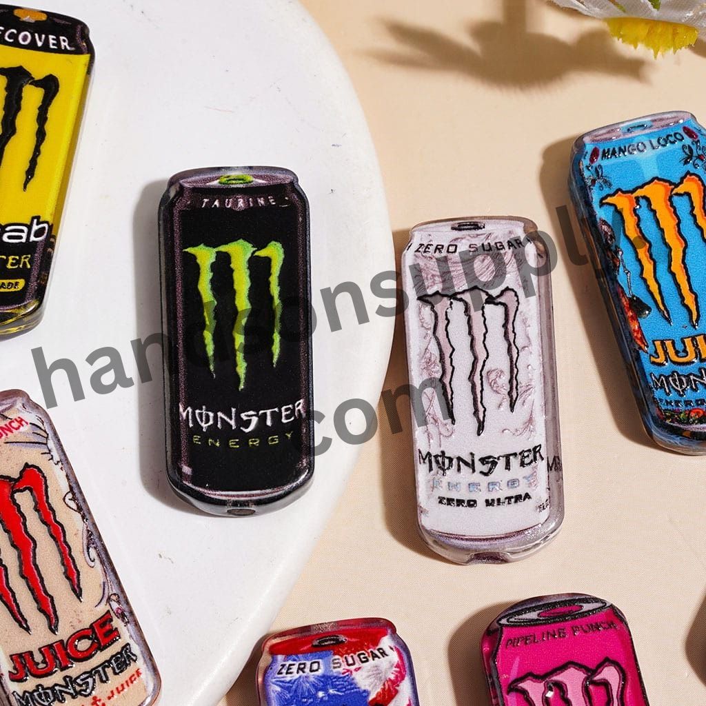 Cute Magic Claw Soda Drink Bottle Acrylic Beads, Semi-Clear, 14*32MM, Variant Designs, Random Mix