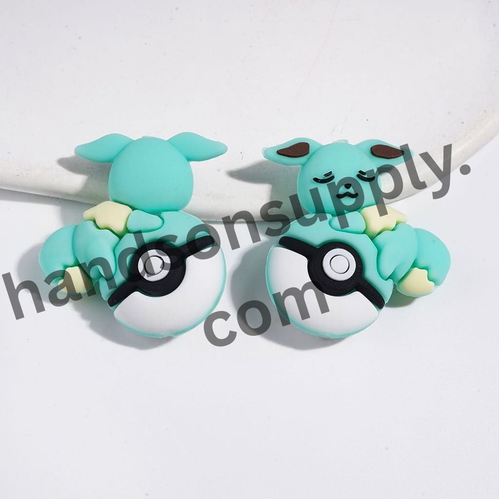 3D Cute Elf Character Resting on Magic Ball Silicone Focal Beads, 31*33MM, Multi-Color