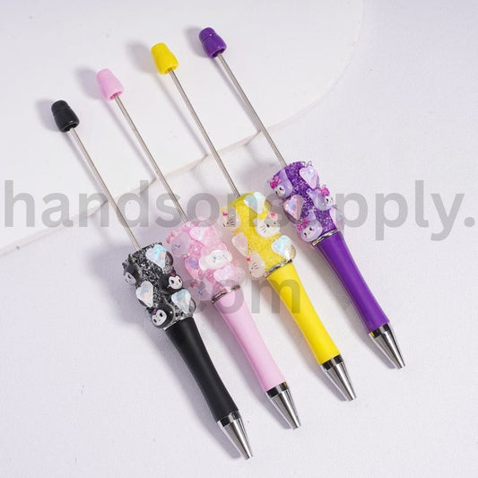 Sanrio Heart Charm Tops Hello Kitty, Kuromi, Cinnamoroll Assorted Solid Colors Beadable Sugar Pens Random Mix