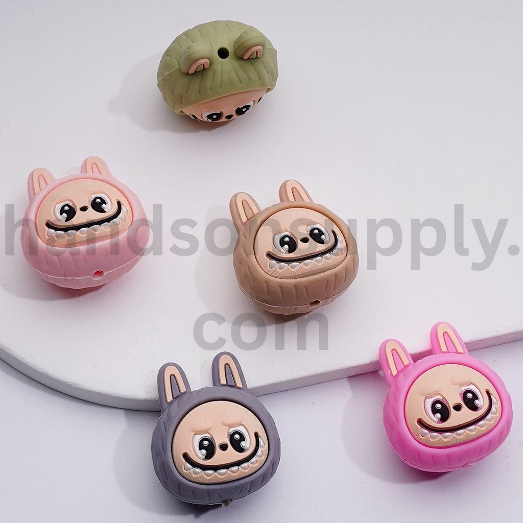 3D Cute Vivid Monster Doll Head Pop Mar Silicone Focal Beads