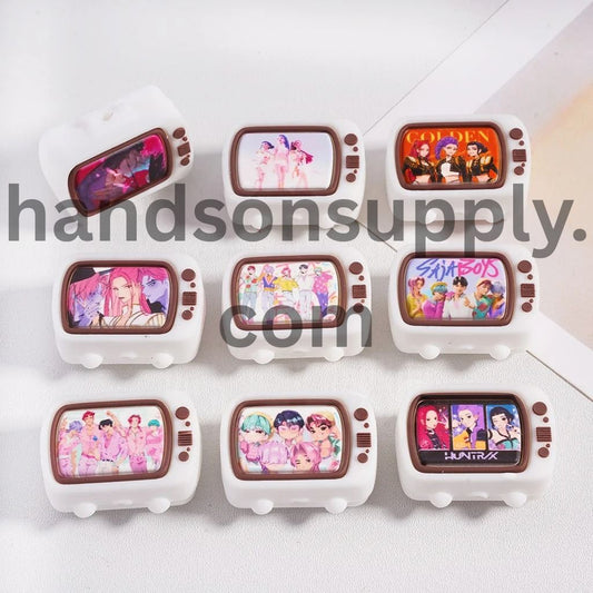 3D Mini Cute Boy Band and Girl Band Series Television  White Color Silicone Focal Beads, Random Mix