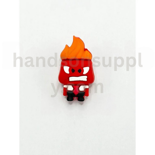 3D Anger Character Inside Out Cartoon Inspired Red Face Design Silicone Focal Beads