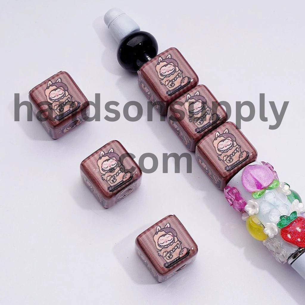 Cute Cube Square Magical Friend Toy Monster Doll Acrylic Beads, Around 15MM