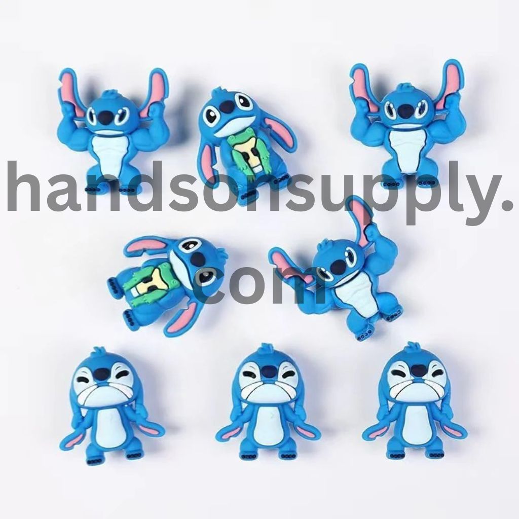3D Cute Blue Monster Character Series Silicone Focal Beads