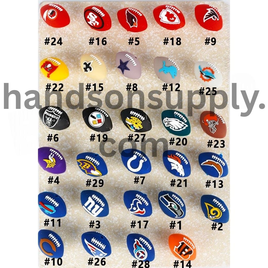 3D USA America Football Teams Silicone Focal Beads
