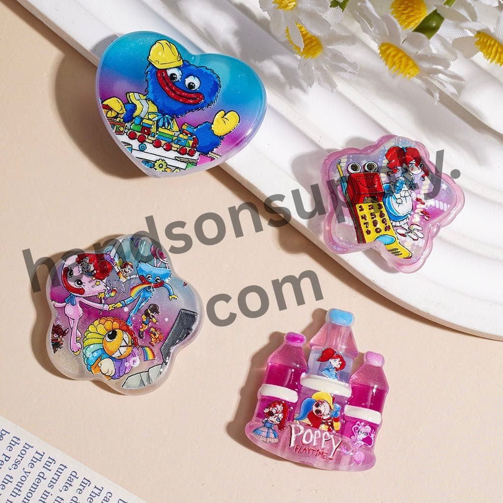 Cute Blue Monster Villain Doll Character Acrylic Beads, Various Styles Random Mix