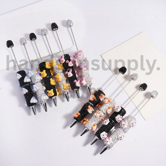 Winnie the Pooh & Friends characters Beadable Clay Pens with AB Black Rhinestones