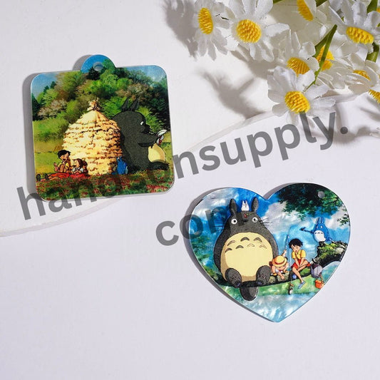 Cute Japanese Anime Chinchilla Animal Character Acrylic Pendants, Green Countryside Style, Multi-Design Random Mix