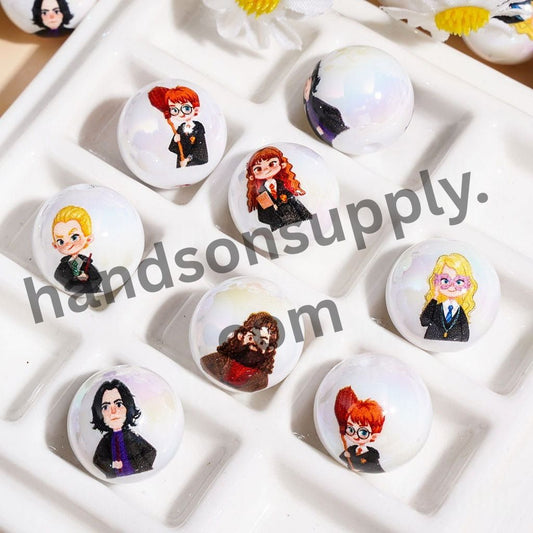 UV Coated Wizard School Boy Character Series Acrylic Beads for Bracelets, 16MM, Random Mix
