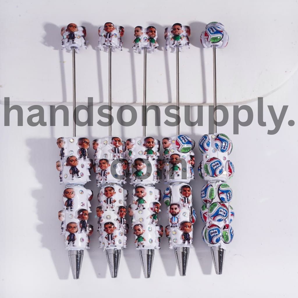 Football Lover Player Series with AB Rhinestones Beadable Clay Pens