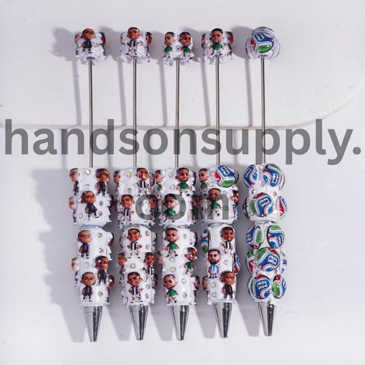 Football Lover Player Series with AB Rhinestones Beadable Clay Pens