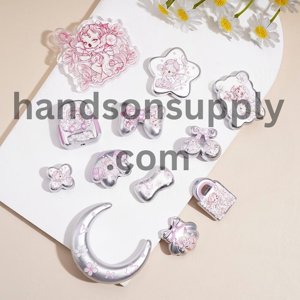 Cute Angel Girl Cartoon Character Series Assorted Shapes Acrylic Beads Pendants, Random Mix
