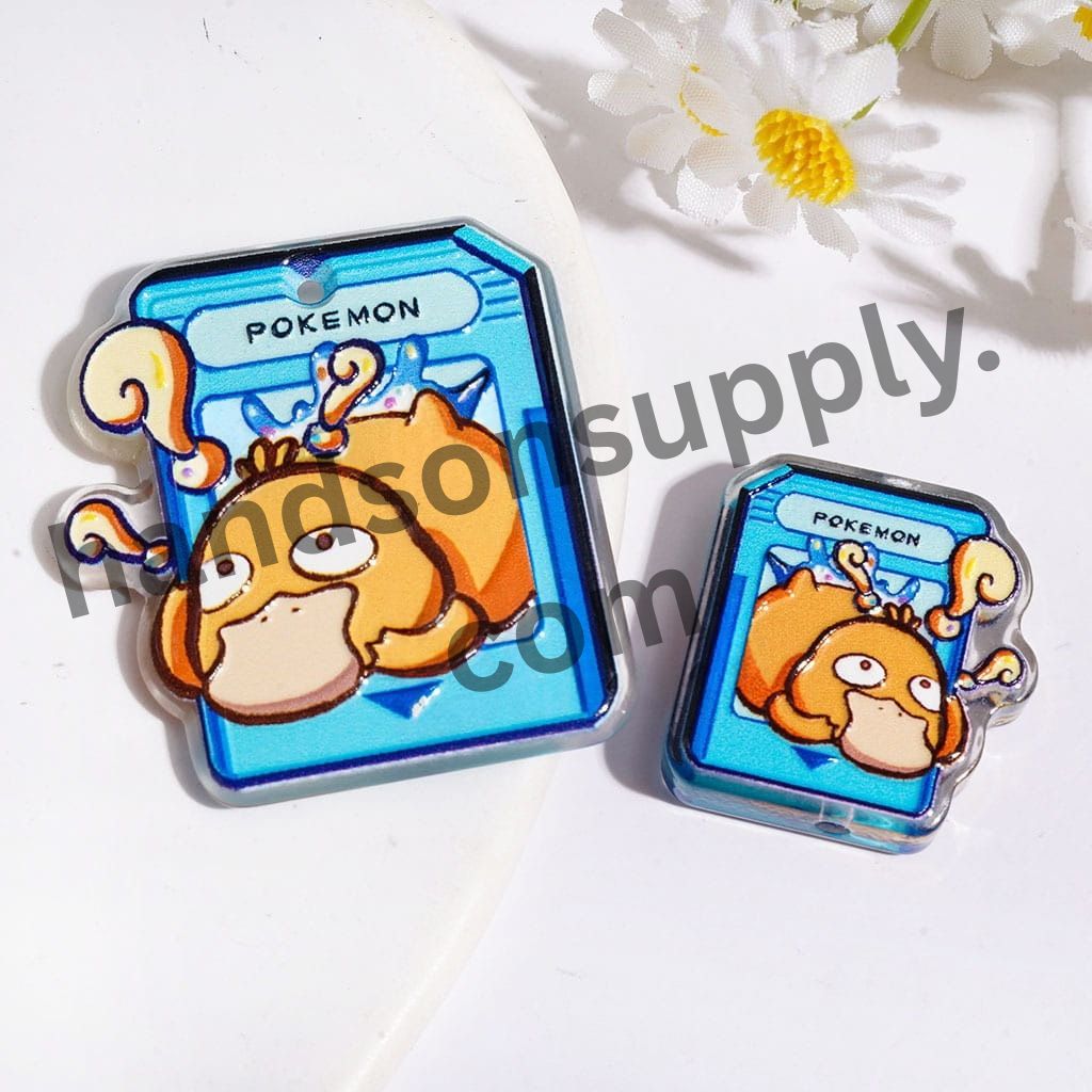 Large Monster Character Cartoon in Orange Blue Pink Purple Game-Themed Acrylic Pendants, Multi-Color Random Mix