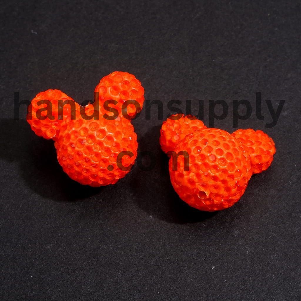 Vibrant Neon Colorful Mouse Head Shape with Sparkling Rhinestone Clay Beads 22*23MM, Multi-Color (Please Read Description)