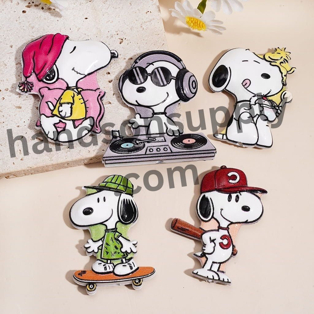 Adorable Beagle Dog Character Series, Cartoon Sports & Everyday Lifestyle Design Acrylic Beads, Random Mix