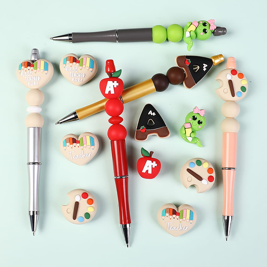 3D Teachers’ Day Theme Silicone Focal Beads Random Mix