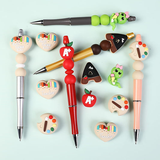 3D Teachers’ Day Theme Silicone Focal Beads Random Mix
