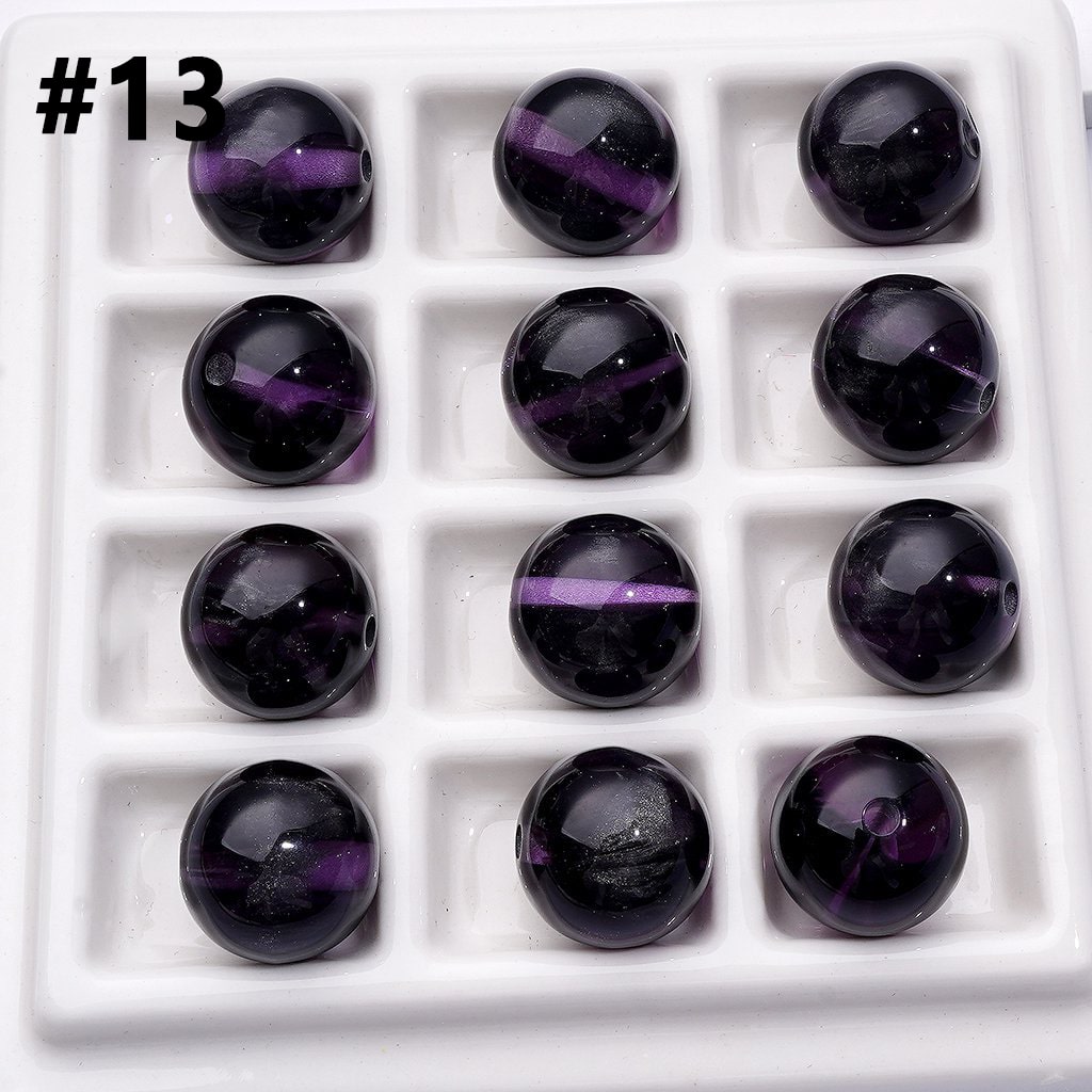 Cat Eye Acrylic Beads – 16MM Round Multicolor Laser Effect for Jewelry & Craft Projects