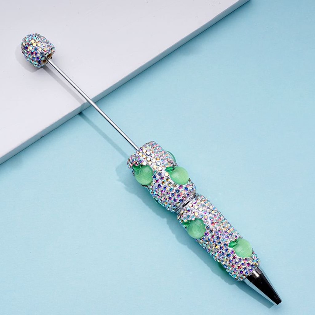 Beadable Clay Pens with Cute Vivid Fruits Mini AB Rhinestones Covered the Entire Pen